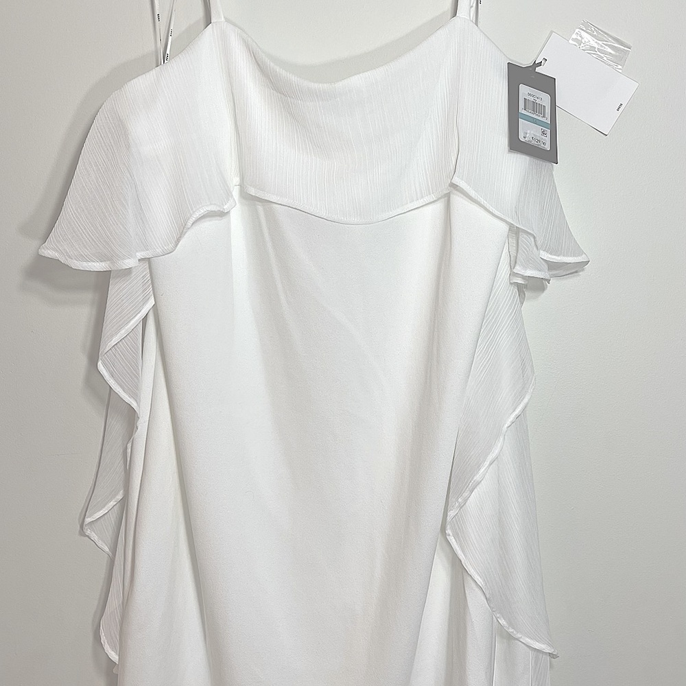 DKNY NWT sz 16 Women’s Sleeveless Square Neck Ruffle Midi Dress - Picture 7 of 10